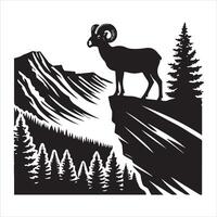 Bighorn Sheep Silhouette in the Wide Open West vector