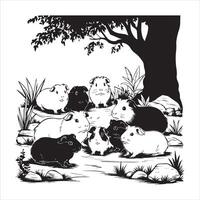 Simple Guinea Pig Silhouette Drawing vector