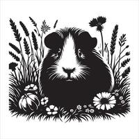 Guinea Pig with Long Fur Isolated on White vector