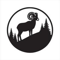 Bighorn Sheep Silhouette Design with White Space Background vector