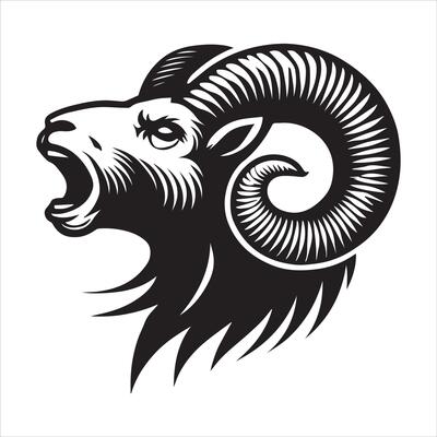 Bighorn Sheep Silhouette in Simple Black Illustration