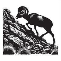 Bighorn Sheep on a High Ridge Silhouette vector