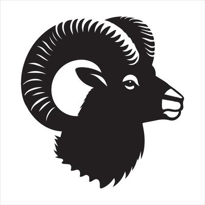 Bighorn Sheep Silhouette on White Background for Commercial Use
