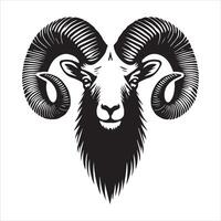 Bighorn Sheep Silhouette Design in Minimalist Style vector