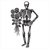 Skeleton Embracing a Rose Design vector