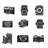 Set of Vintage Camera silhouette Design, Photo Camera illustration, Camera Icon Clipart Graphic vector