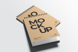 Overlap Two Spiral Notebook Mockup psd