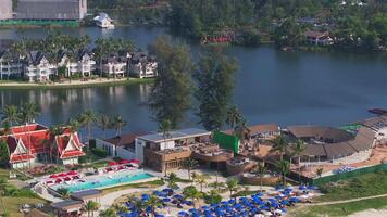Aerial View of Phuket Beach with Clock Tower and Construction Site video