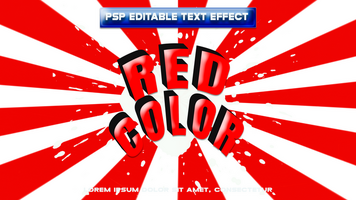 a red and white text effect with the words red color psd