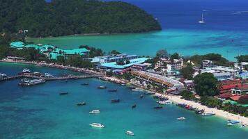 Aerial View of Phi Phi Island's Waterfront and Turquoise Waters video