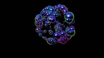 Rotation of an abstract sphere from abstract black droplets. video