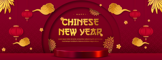 Gradient Happy Chinese New Year Social Media Cover Template Design With Product Display psd