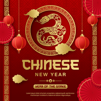 Chinese new year celebration template design for social media post with red gradient background psd