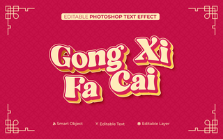 3D Editable Gong Xi Fa Cai Text Effect psd