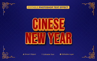3D Editable Chinese New Year Text Effect With Blue Background psd
