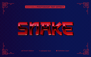 3D Editable Snake Gradient Red Text Effect psd