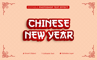 3D Editable Chinese New Year Text Effect In Red Theme psd