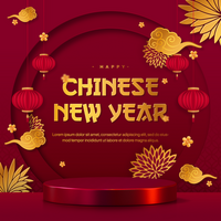 Gradient Happy Chinese New Year Social Media Post Template Design With Product Display psd