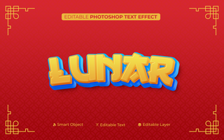 3D Editable Lunar Text Effect in Cute Style psd