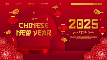 Chinese New Year Background Landing Page Template Design With Product Display psd