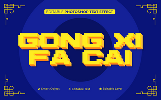 3D Editable Gong Xi Fa Cai Text Effect in 8Bit Style psd