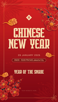 Chinese New Year Background With Pattern Social Media Story Template Design psd