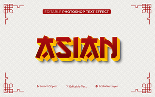 3D Editable Asian Text Effect in Chinese Pattern Background psd