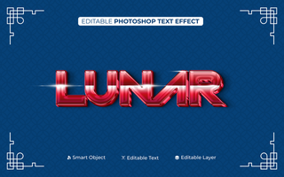 3D Editable Lunar Text Effect in 80s Color Style psd