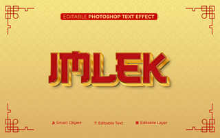3D Editable Imlek Text Effect In Gold and Red Theme psd