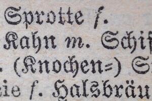 Macro view of antique book typography photo