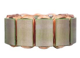 Side view of BLDC motor stator with copper windings photo