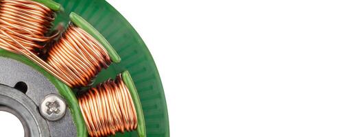 Partial view of BLDC motor copper windings photo
