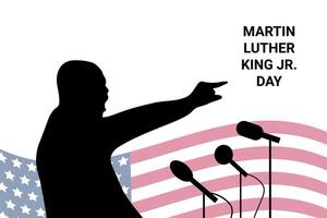 Martin Luther King Jr. Day typography greeting card, flyer, banner or poster design. MLK Day grey background with American flag vector