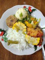 View of simple food on a plate photo
