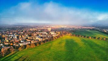 Aerial View of Residential Area and Park in Harrogate, UK photo