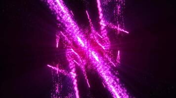 Bright trail of glitter particles and fireworks. speed of light, animation. Abstract particle lines or neon stripes. tunnel with a wormhole in space. 3D, 4K. looping animation video
