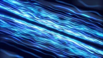 Abstract glowing wave made of particles and lines moving on blue background, big data visualization, futuristic and digital background, 3D, 4K, seamless loop. video