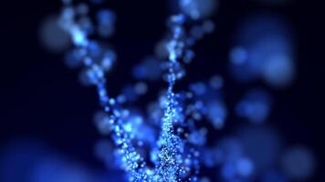 Abstract background of bright light particles, technological points in motion. connection concept, big data, futuristic background. Visualization of big data particle flow or network connection. video