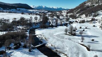 Outdoors Snowy Field in Ushuaia Tierra Del Fuego in Argentina. Sky Clouds. video
