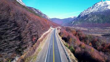 Aerial Landscape of Patagonia Road at Ushuaia Tierra del Fuego Argentina.. Snow Background. video