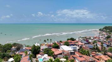 Outside Beach Skyline in Pipa Beach Rio Grande do Norte in Brazil.. Summer High Angle View. video