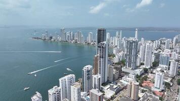 High Angle of Modern Zone at Cartagena das Indias Bolivar in Colombia . Ocean Skyscrapers. video