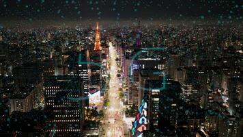 Outdoor 5G Technology at Sao Paulo Mobile Phone in Brazil. Effect Technology. video