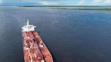 Amazing Freight Ship Sailing at Manaus Amazonas in Brazil.. Container Ship Port. video