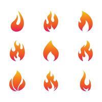 Fire, Flame Icon Collection with Gradient Color vector