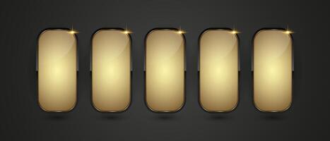 Group of five Black and gradient Luxury buttons infographic design. set of five gold and black buttons, options on isolated dark gradient background, a premium illustration vector