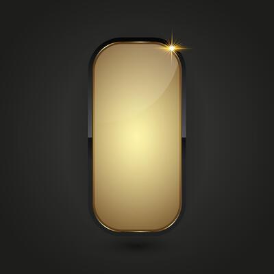 A Black and gradient Luxury button infographic design. A gold and black button option on isolated dark gradient background, a premium illustration template