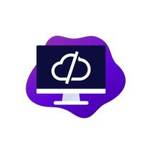 disconnect from server icon with a cloud and computer vector
