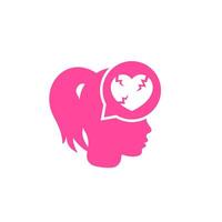 girl with broken heart icon, heartbreak vector