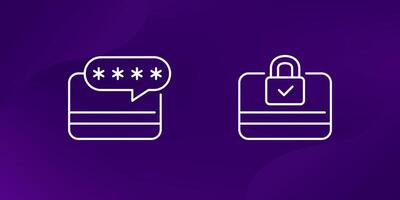 card PIN code, secure payment line icon vector